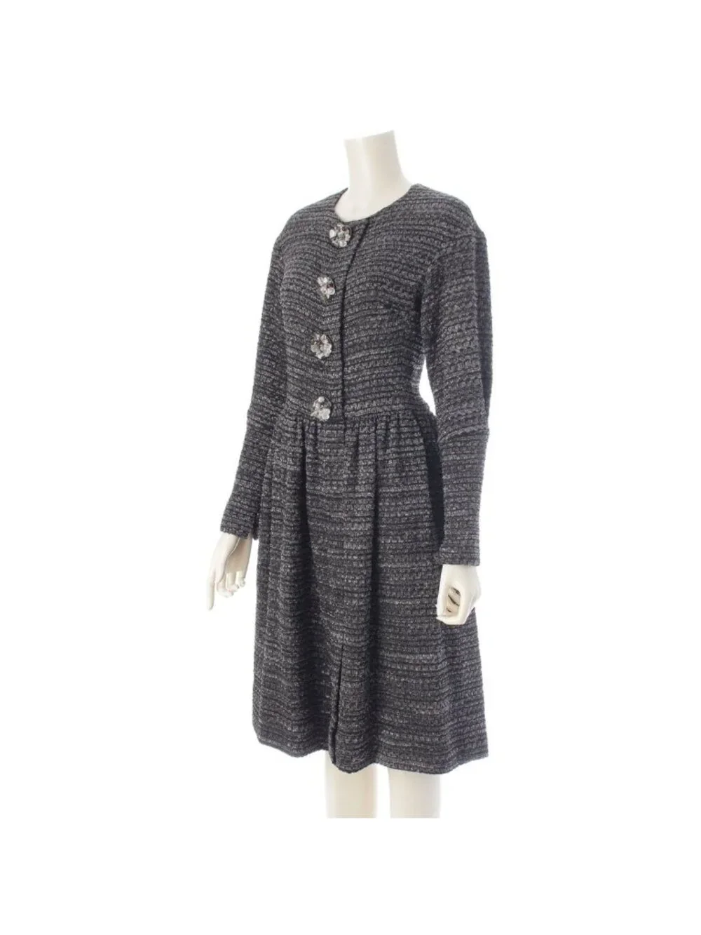 Chanel Tweed Karl Lagerfeld tan Long Dress Gray 34